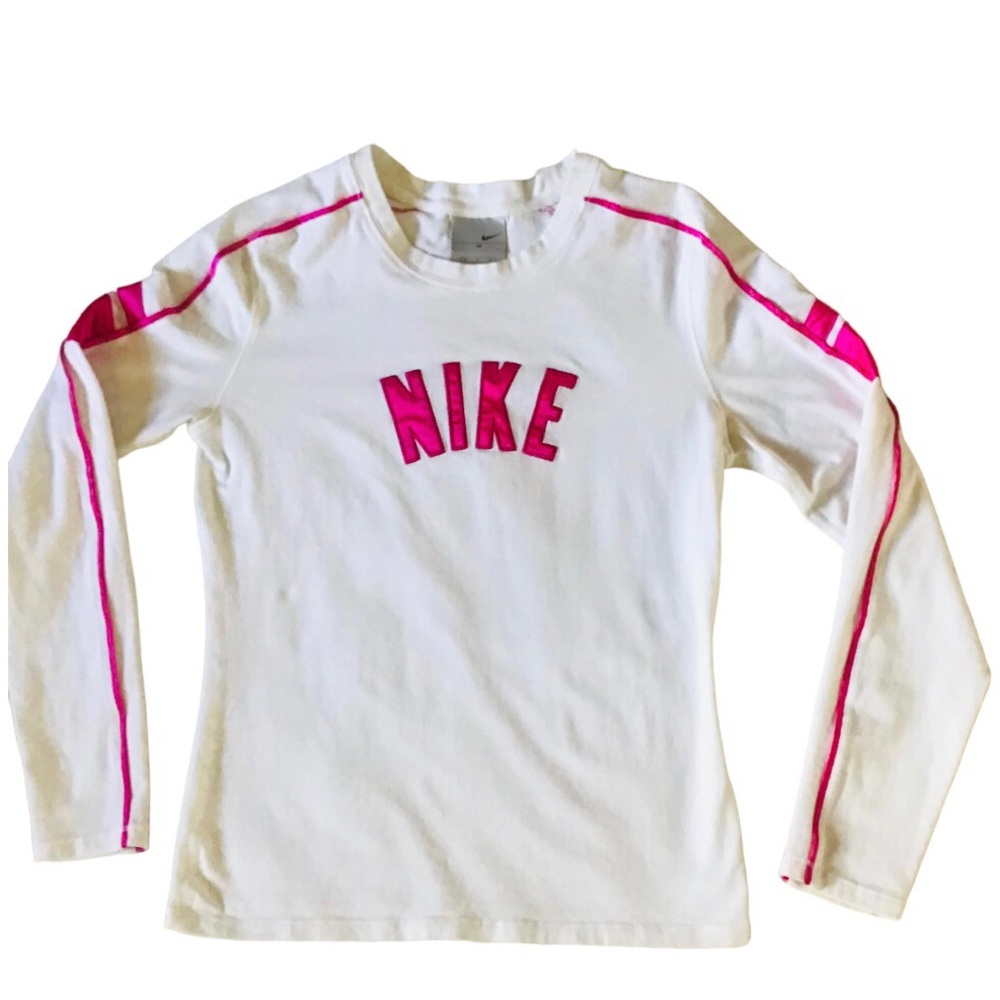 NIKE Long Sleeve Tee Shirt w/ Hot Pink Accents Sz M